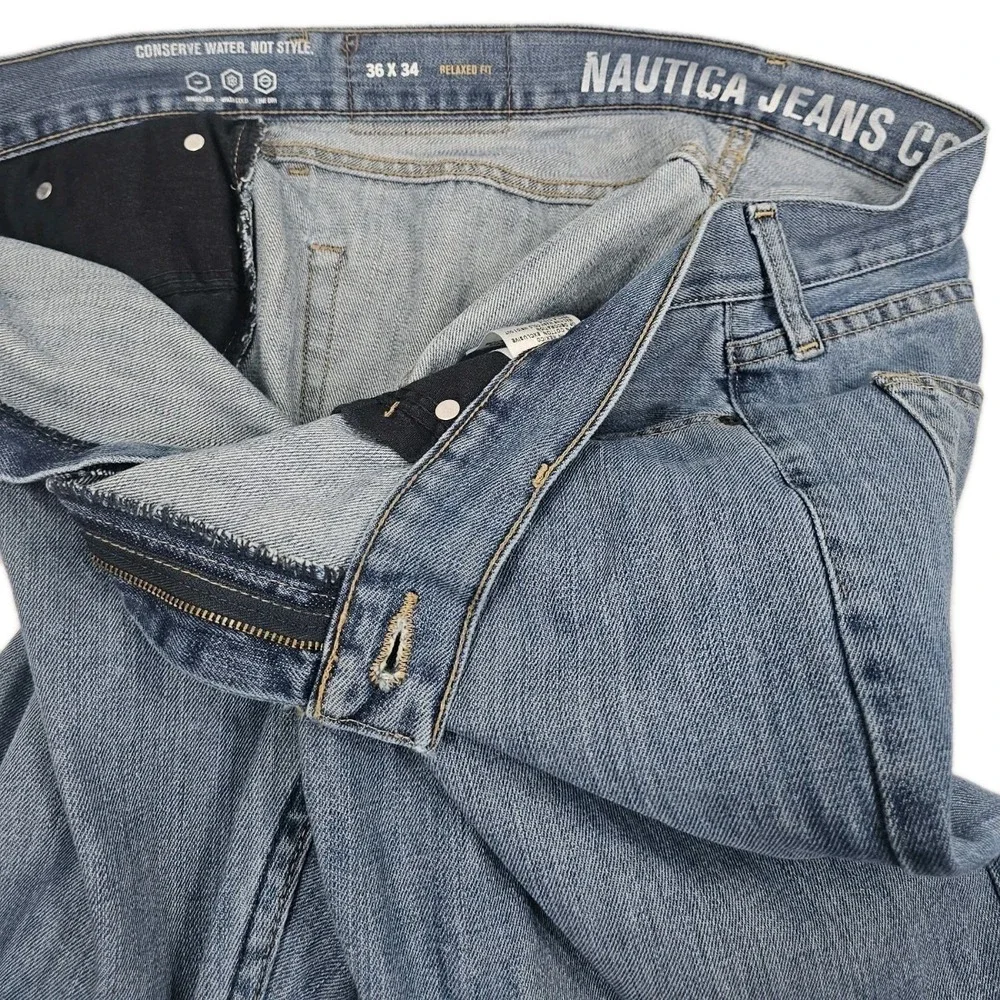 Nautica Jeans Co. Relaxed Fit Jeans Men's 36x334 Medium Wash 100% Cotton